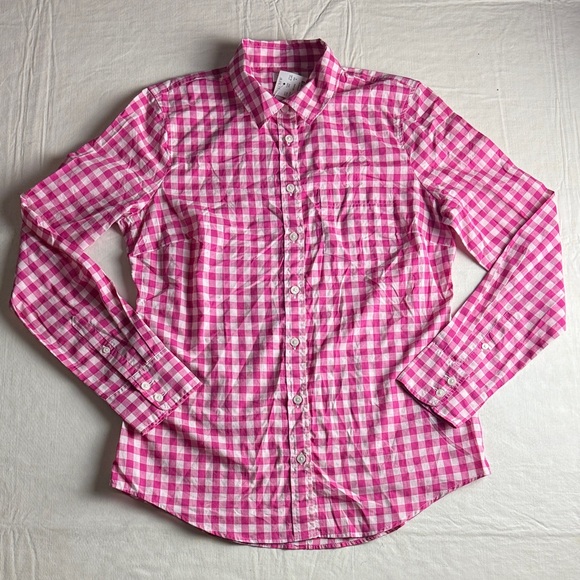 J. Crew Tops - J. Crew Women's Pink Checkered Long Sleeve Button Down Shirt Size S NWT